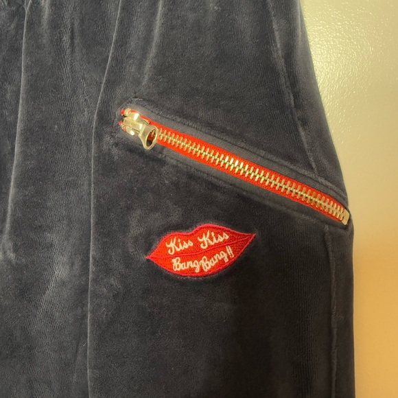 Zoe Karssen - Navy Velour Velvet Joggers - Kiss embroidered - XS - Picture 3 of 10